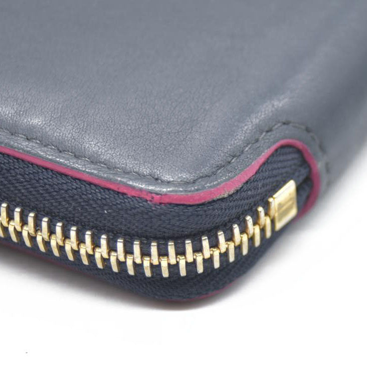 Louis Vuitton Porte Feiulle Iena Zip Around Long Wallet Purse Navy blue