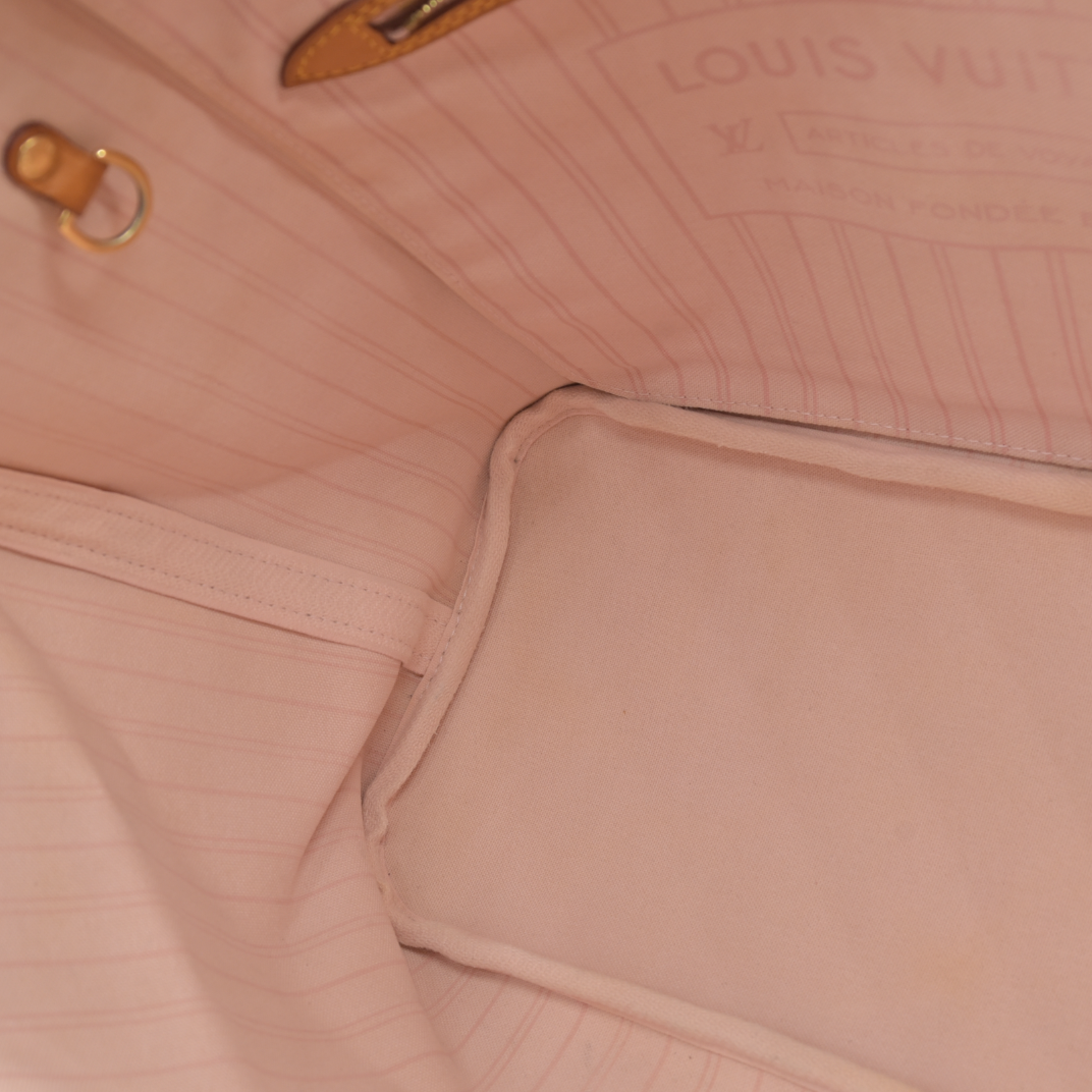 AUCTION $2170 Louis Vuitton  Damier Azur Neo Neverfull MM Rose Ballerine