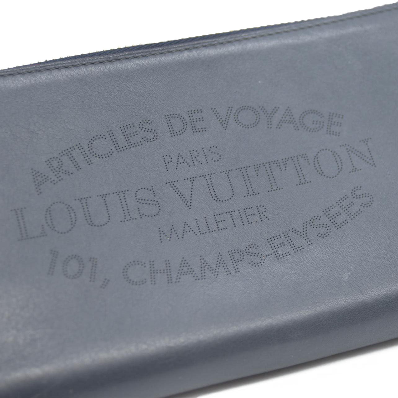 Louis Vuitton Porte Feiulle Iena Zip Around Long Wallet Purse Navy blue