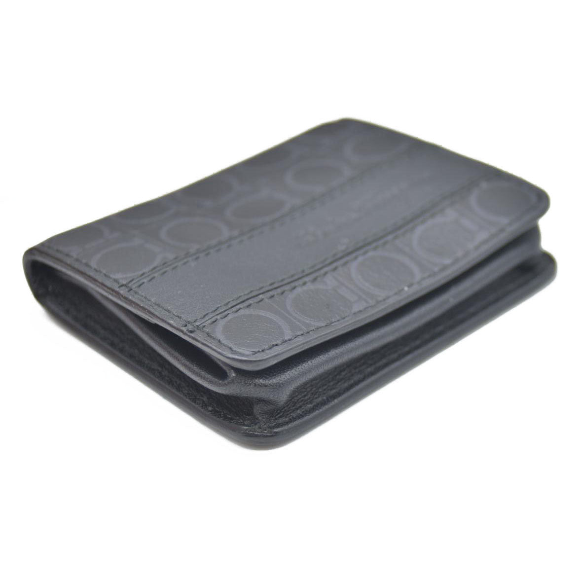 Salvatore Ferragamo Gancini Leather Coin Purse Wallet Black