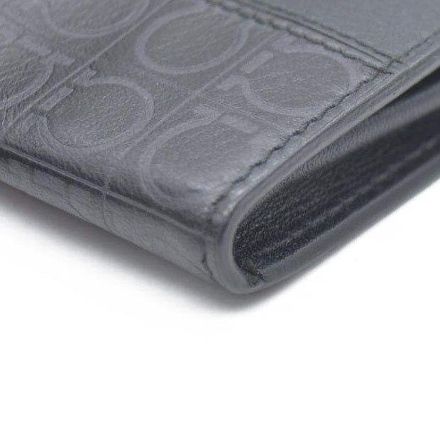 Salvatore Ferragamo Gancini Leather Coin Purse Wallet Black