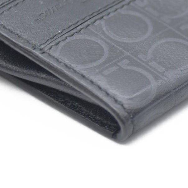 Salvatore Ferragamo Gancini Leather Coin Purse Wallet Black