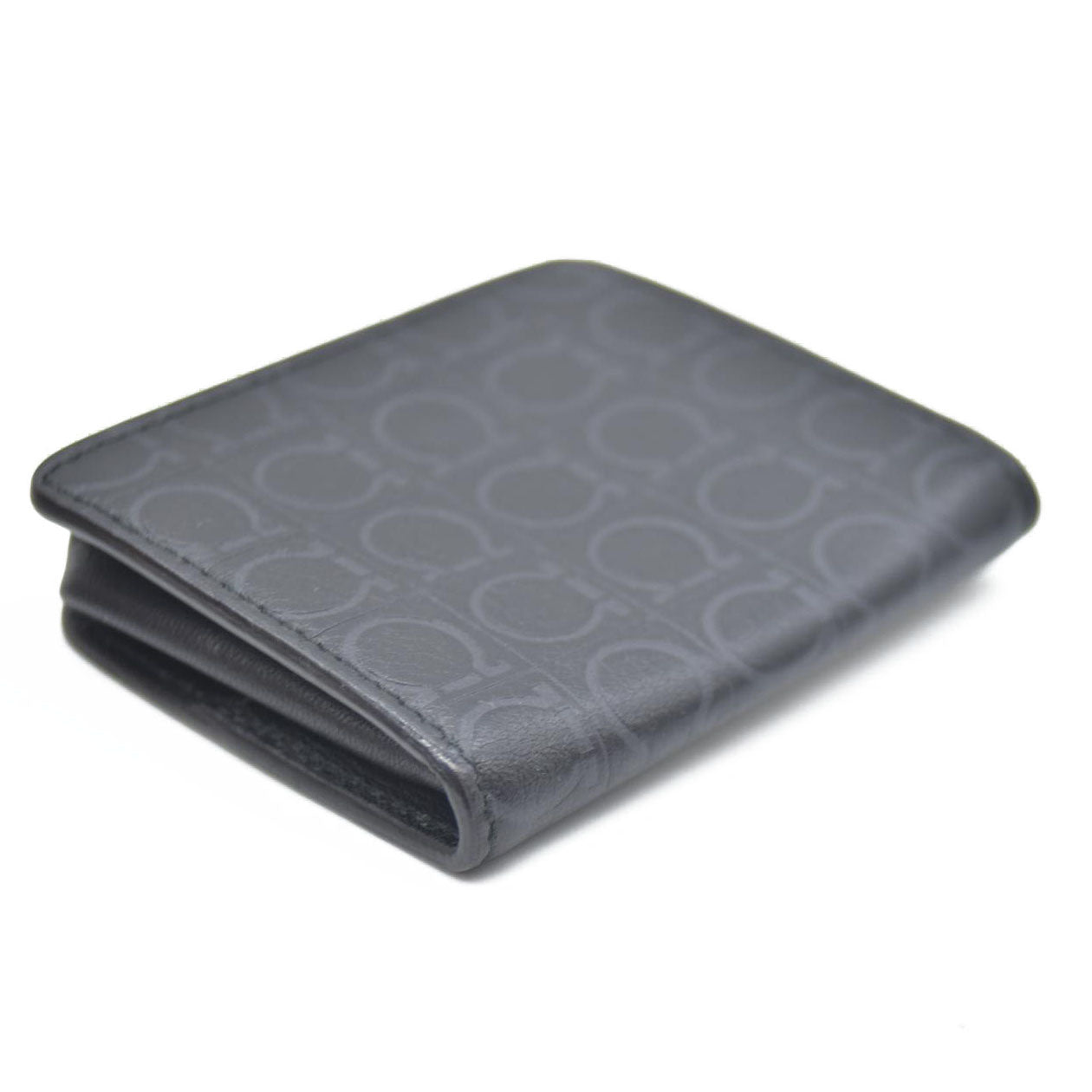 Salvatore Ferragamo Gancini Leather Coin Purse Wallet Black