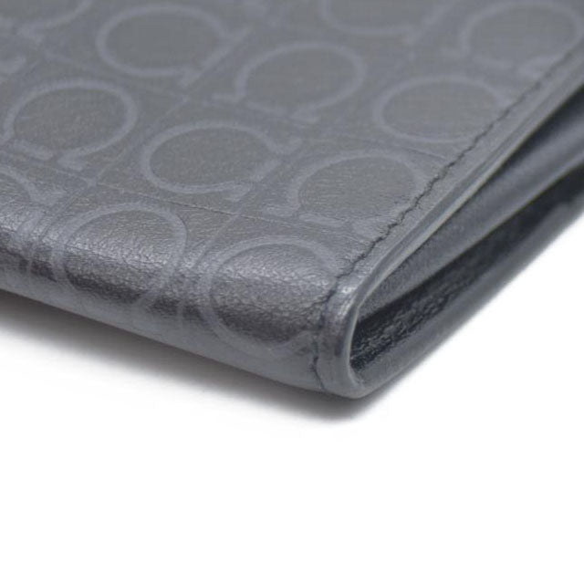 Salvatore Ferragamo Gancini Leather Coin Purse Wallet Black