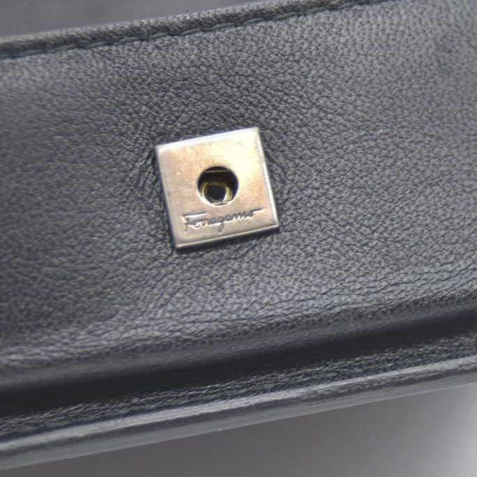 Salvatore Ferragamo Gancini Leather Coin Purse Wallet Black