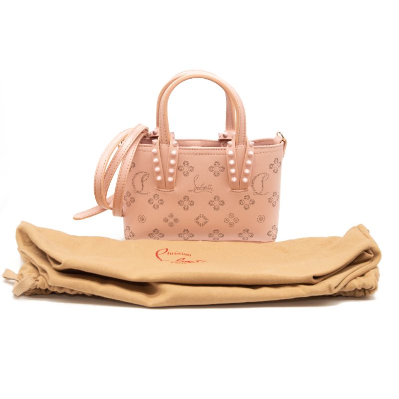 NEW Christian Louboutin Cabata Nano Loubinthesky Leather Tote Rosy Pink