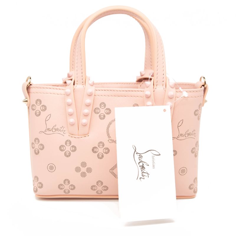 NEW Christian Louboutin Cabata Nano Loubinthesky Leather Tote Rosy Pink