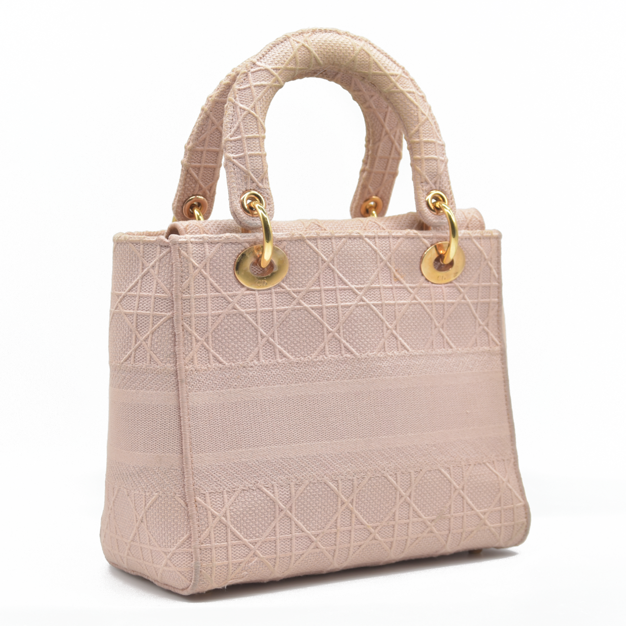 $4500 Christian Dior Canvas Embroidered Cannage Medium Lady D-Lite Pink