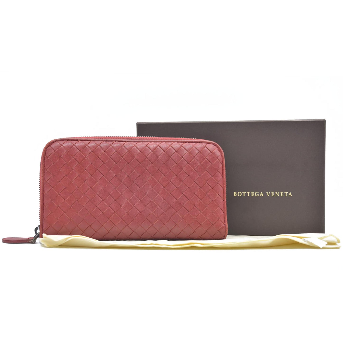 $1050 Bottega Veneta Nappa Intrecciato Zip Around Wallet Mallow