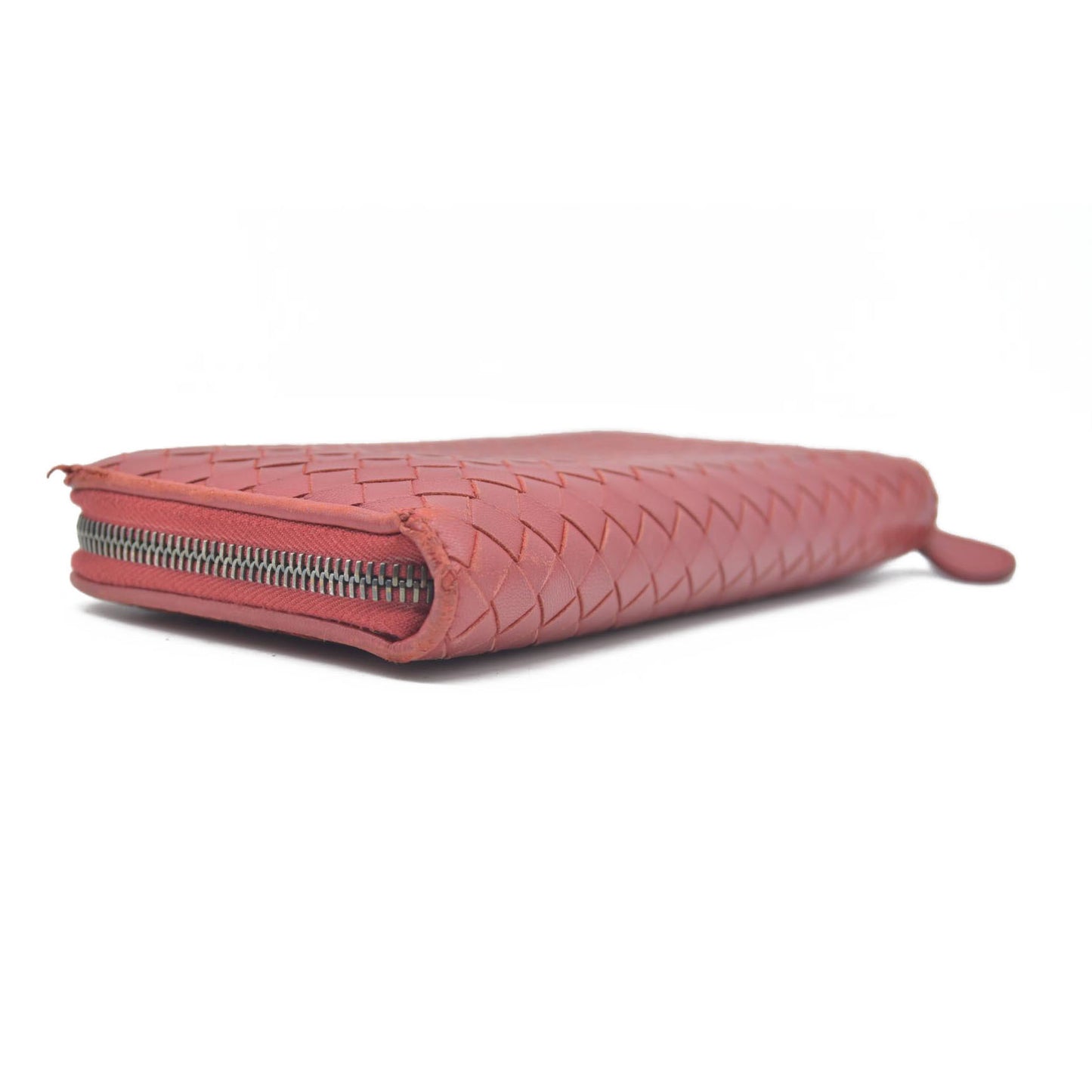 $1050 Bottega Veneta Nappa Intrecciato Zip Around Wallet Mallow