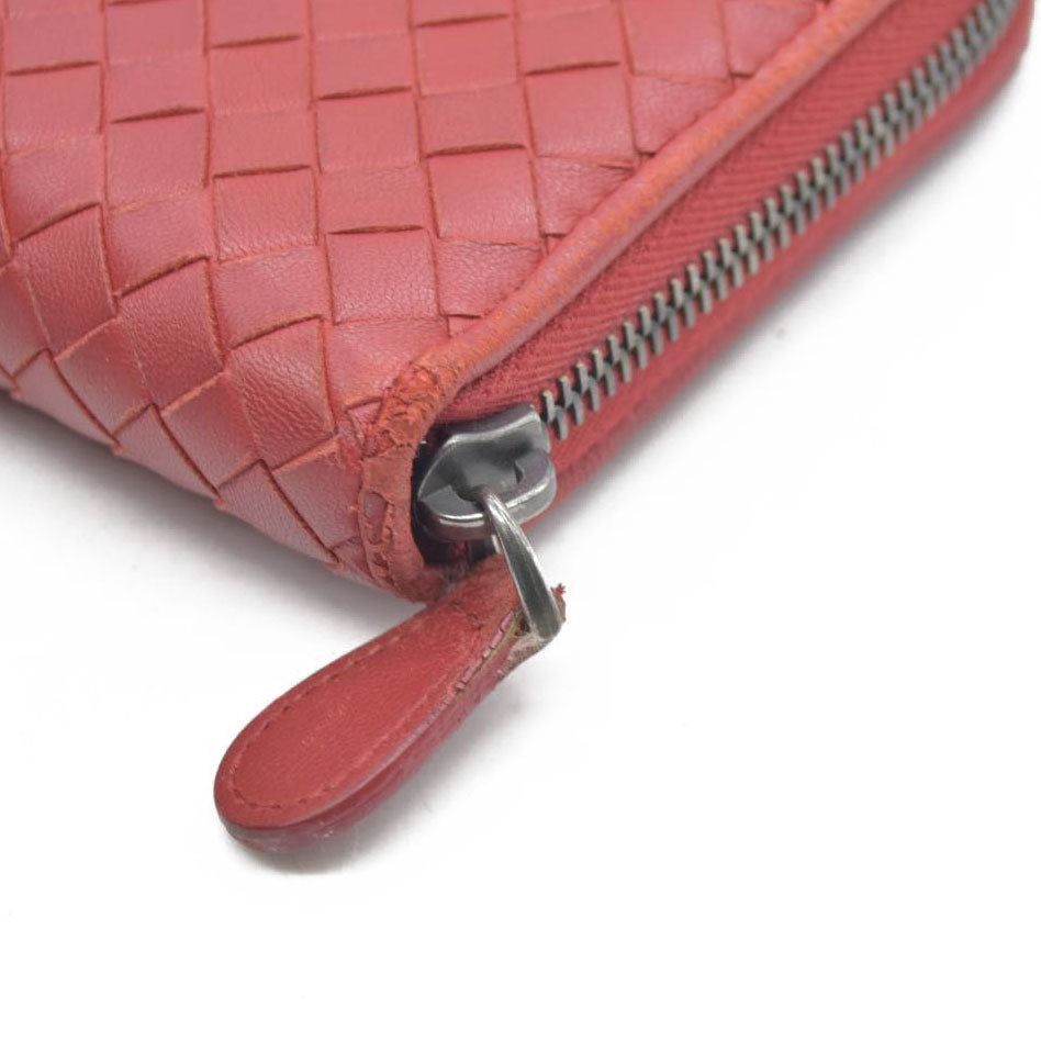 $1050 Bottega Veneta Nappa Intrecciato Zip Around Wallet Mallow