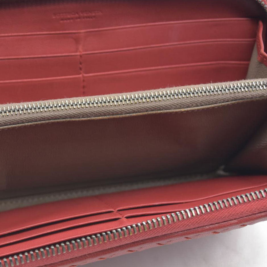 $1050 Bottega Veneta Nappa Intrecciato Zip Around Wallet Mallow