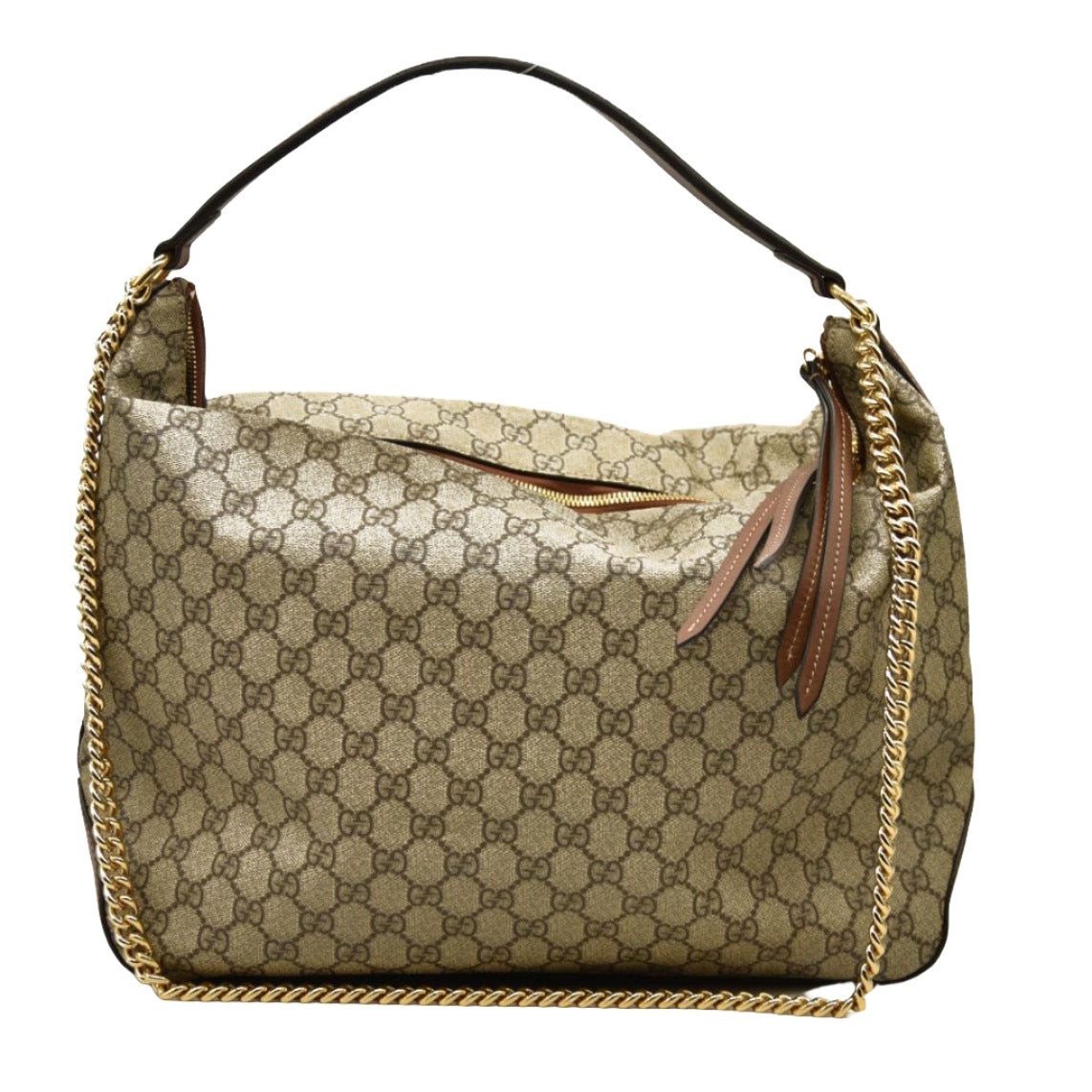 GUCCI  GG Supreme Monogram Large Linea A Hobo Light Brown