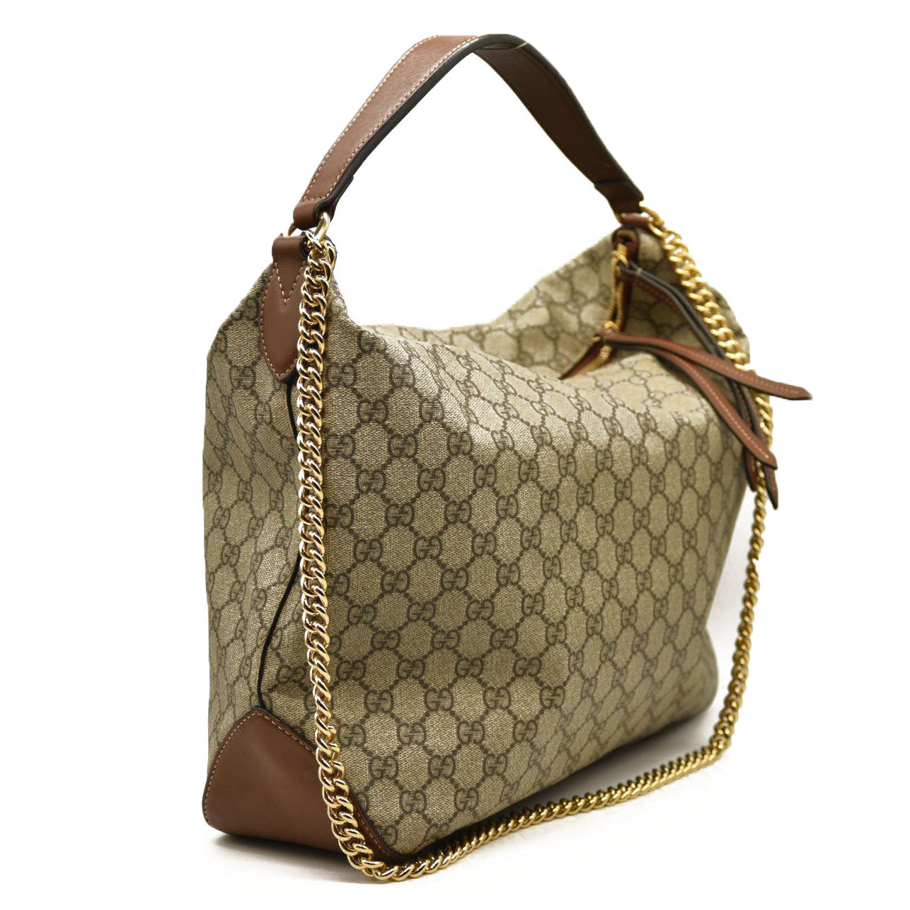 GUCCI  GG Supreme Monogram Large Linea A Hobo Light Brown