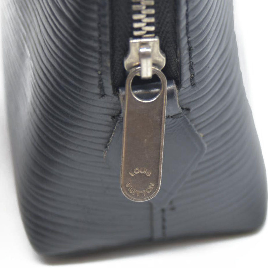 AUCTION $600 Louis Vuitton Epi Pochette Cosmetics Leather Pouch Black