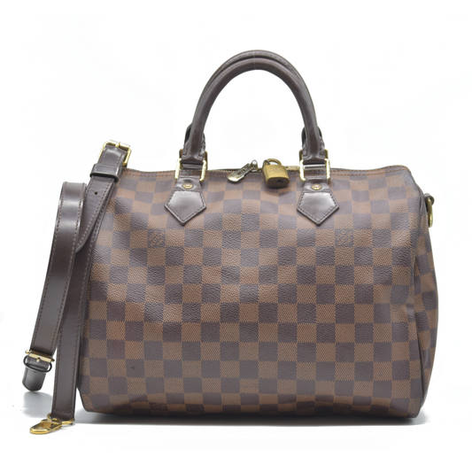 AUCTION $1980 Louis Vuitton  Damier Ebene Speedy Bandouliere 30