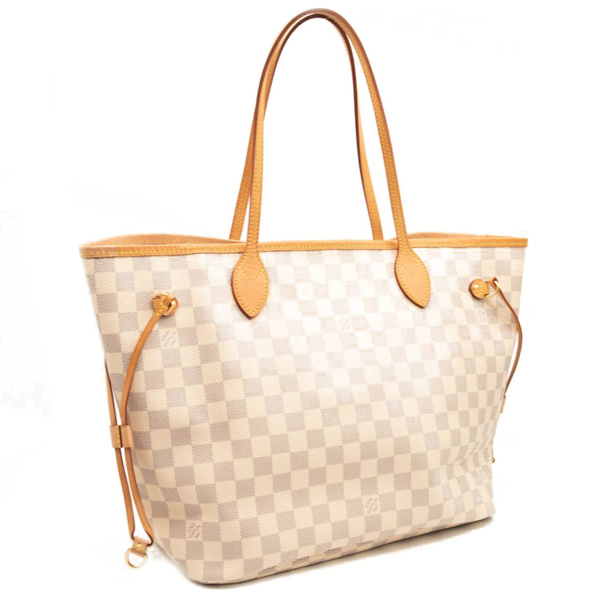 LOUIS VUITTON Damier Azur Neverfull MM White Rose Ballerine Tote