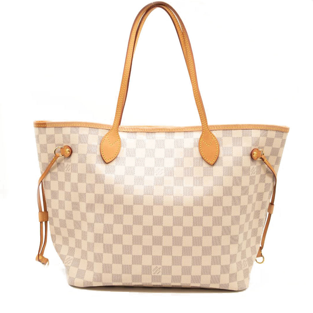 LOUIS VUITTON Damier Azur Neverfull MM White Rose Ballerine Tote