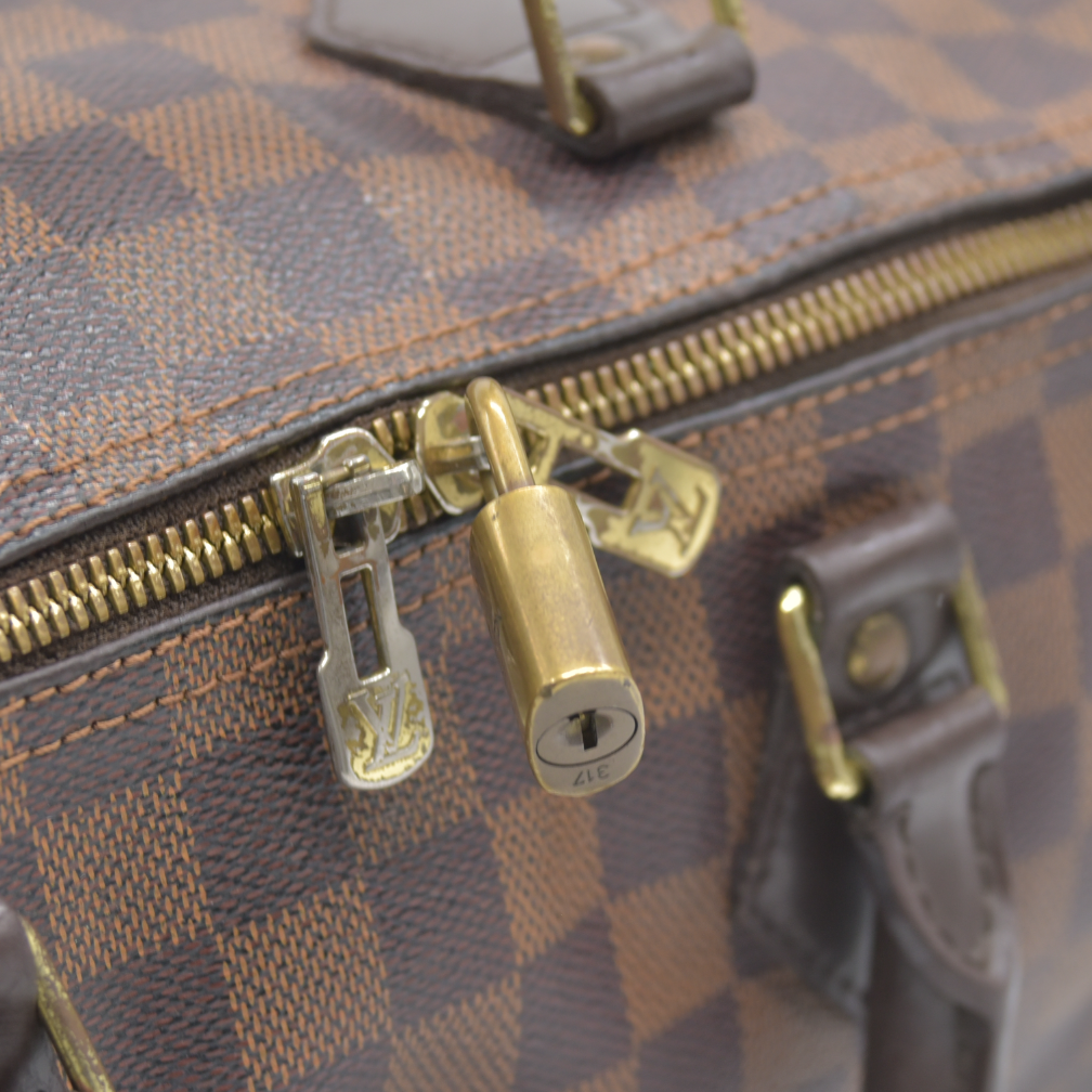 AUCTION $1980 Louis Vuitton  Damier Ebene Speedy Bandouliere 30