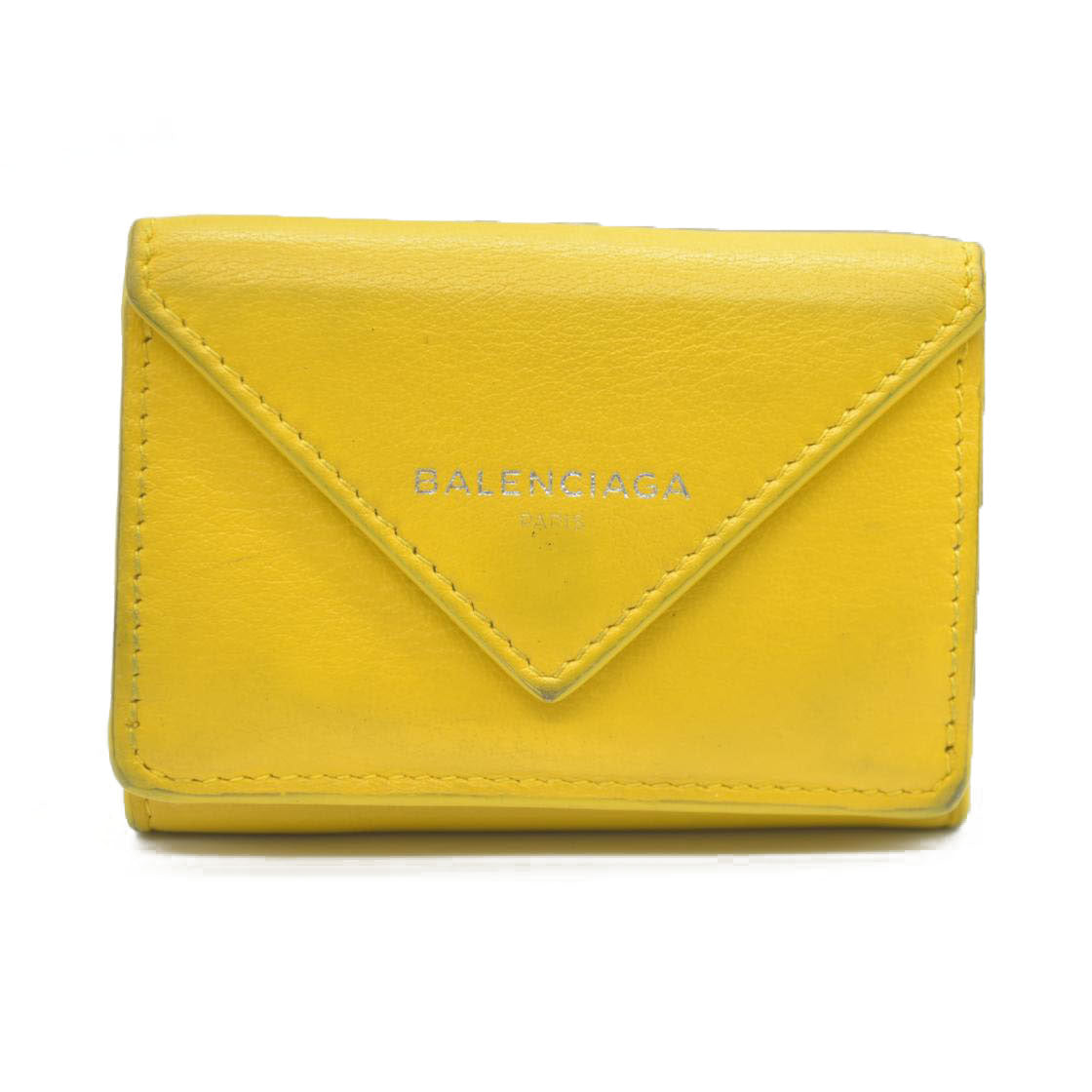 BALENCIAGA Everyday Mini Papier Leather Trifold Wallet Yellow