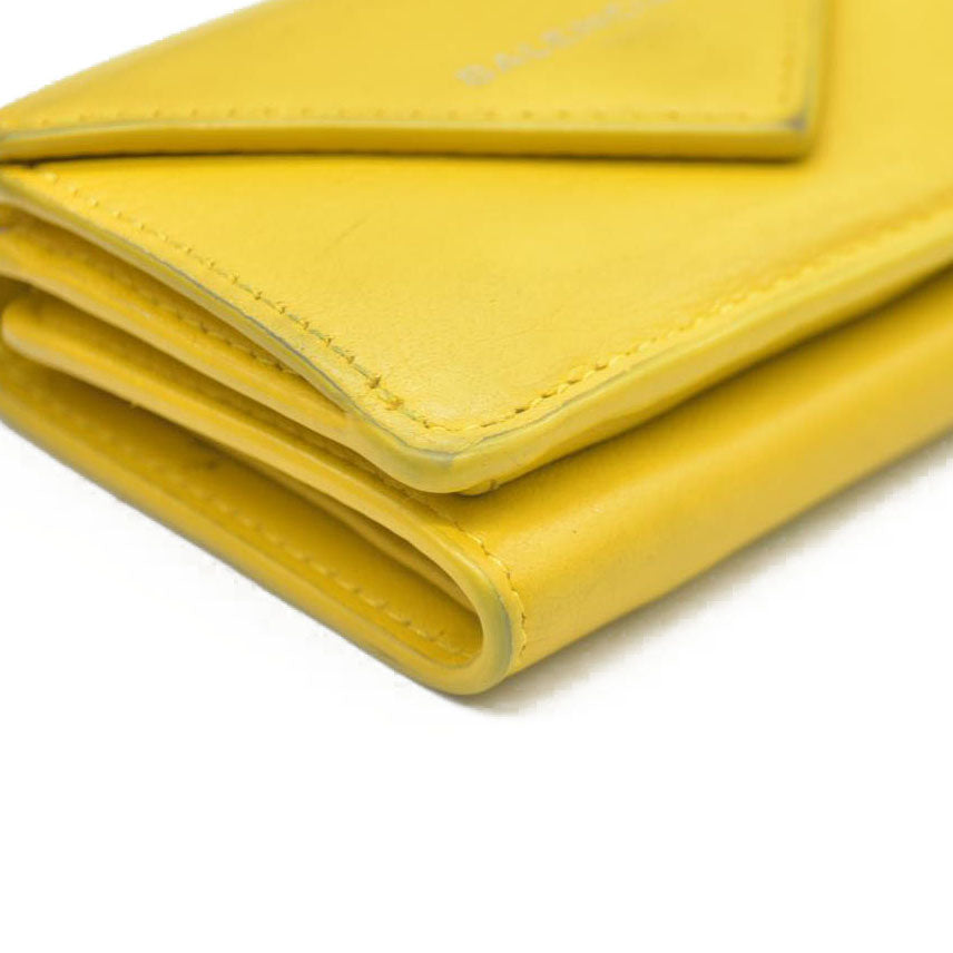 BALENCIAGA Everyday Mini Papier Leather Trifold Wallet Yellow
