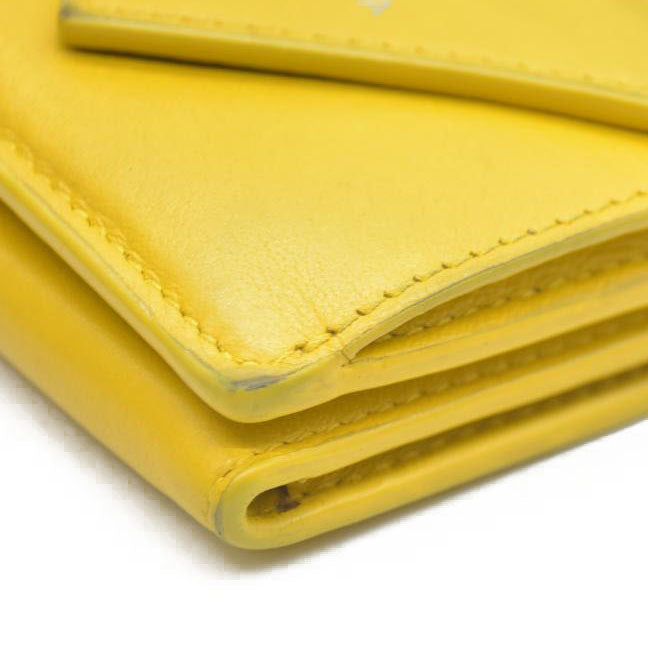 BALENCIAGA Everyday Mini Papier Leather Trifold Wallet Yellow