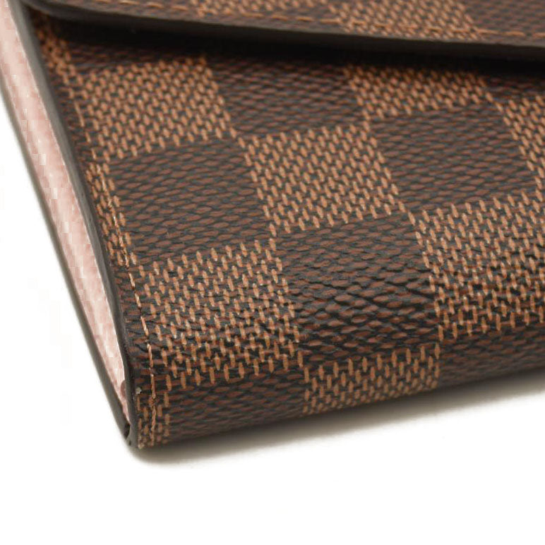 Louis Vuitton  Damier Ebene Sarah Wallet NM Rose Ballerine RFID