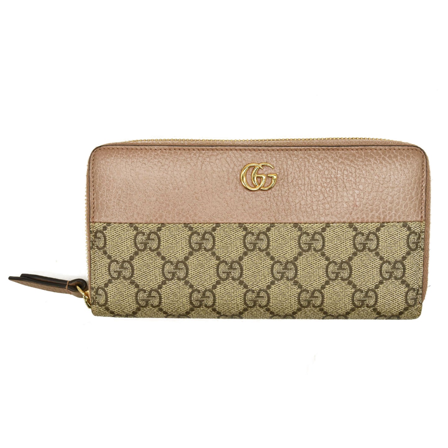 GUCCI GG Marmont GG Logo PVC Zip Around Long Wallet Beige