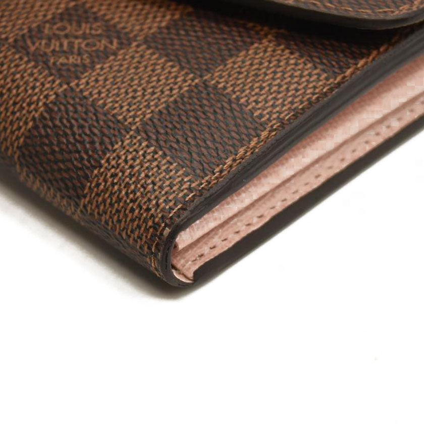 Louis Vuitton  Damier Ebene Sarah Wallet NM Rose Ballerine RFID