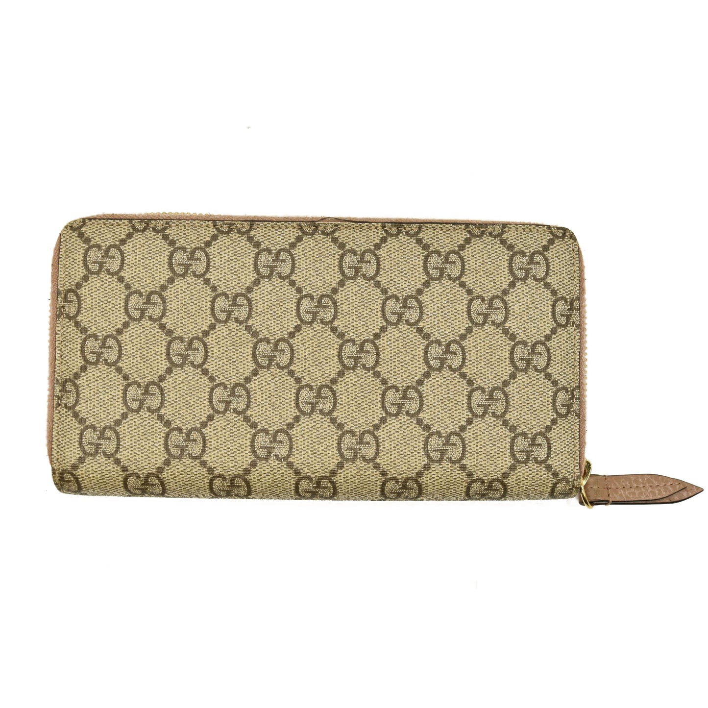 GUCCI GG Marmont GG Logo PVC Zip Around Long Wallet Beige