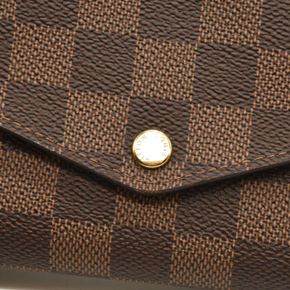 Louis Vuitton  Damier Ebene Sarah Wallet NM Rose Ballerine RFID