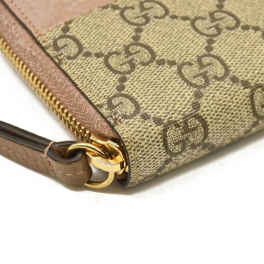 GUCCI GG Marmont GG Logo PVC Zip Around Long Wallet Beige