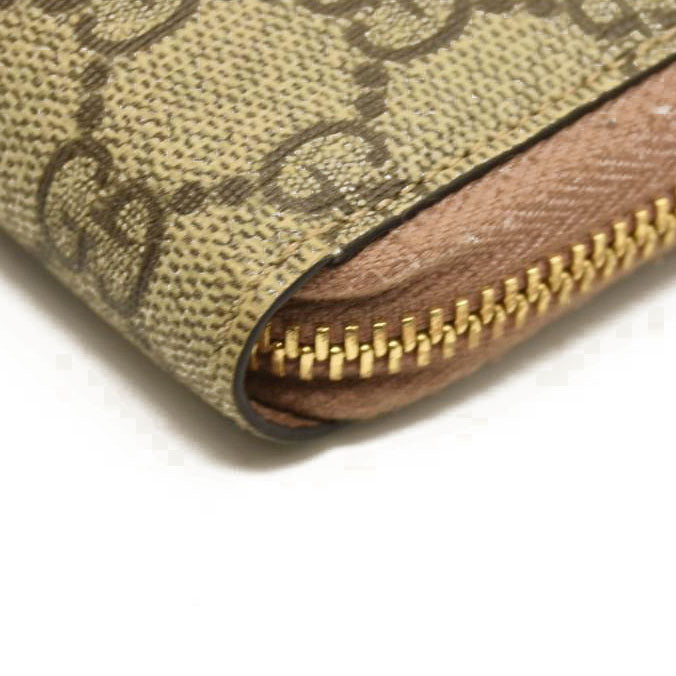 GUCCI GG Marmont GG Logo PVC Zip Around Long Wallet Beige