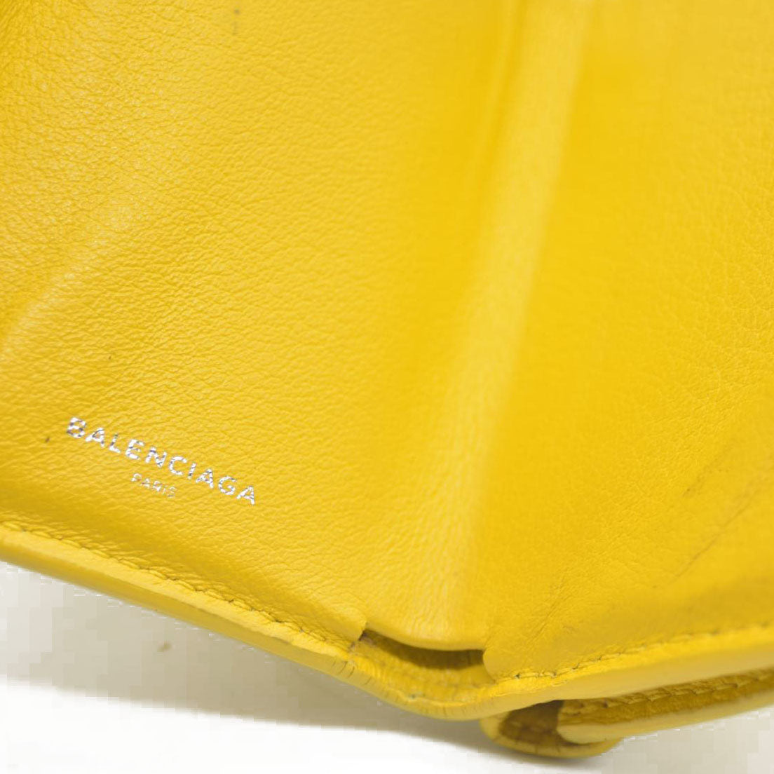 BALENCIAGA Everyday Mini Papier Leather Trifold Wallet Yellow
