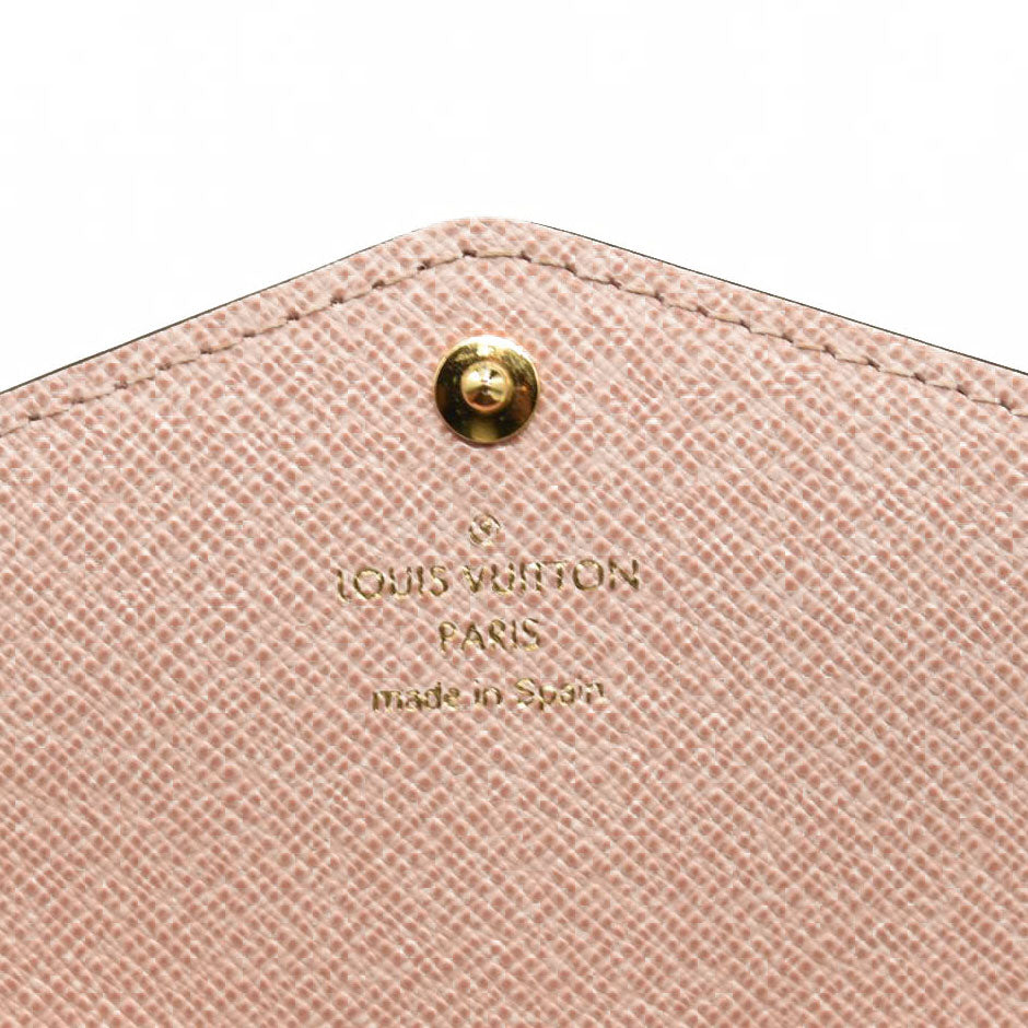 Louis Vuitton  Damier Ebene Sarah Wallet NM Rose Ballerine RFID