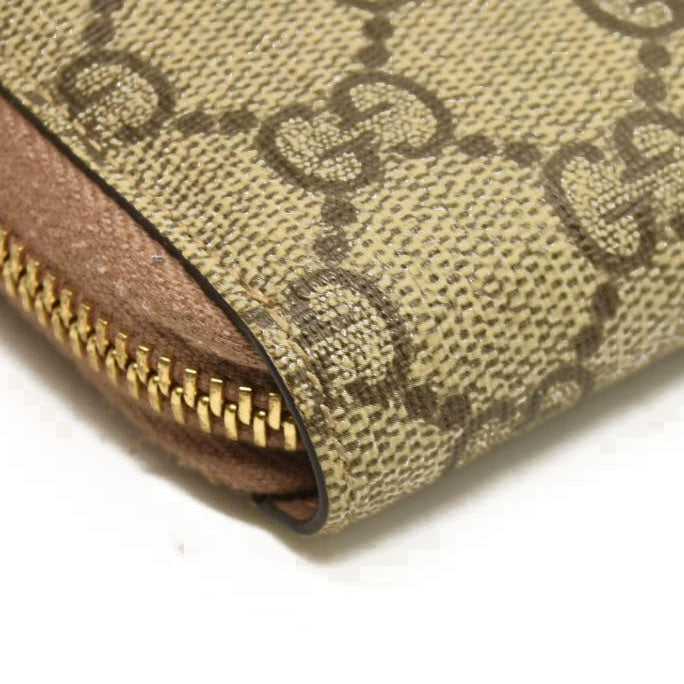 GUCCI GG Marmont GG Logo PVC Zip Around Long Wallet Beige