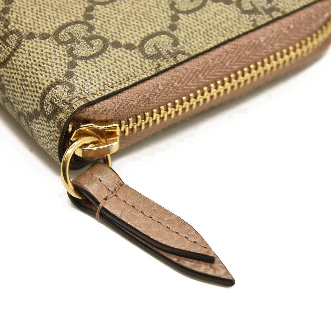 GUCCI GG Marmont GG Logo PVC Zip Around Long Wallet Beige
