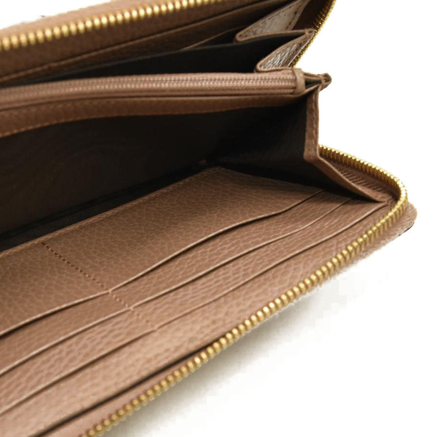 GUCCI GG Marmont GG Logo PVC Zip Around Long Wallet Beige