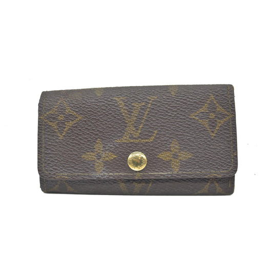 $345 Louis Vuitton Monogram Multicles 4 Ring Key Case Brown ET0892 CONSIGNMENT