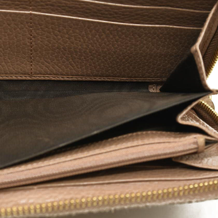 GUCCI GG Marmont GG Logo PVC Zip Around Long Wallet Beige