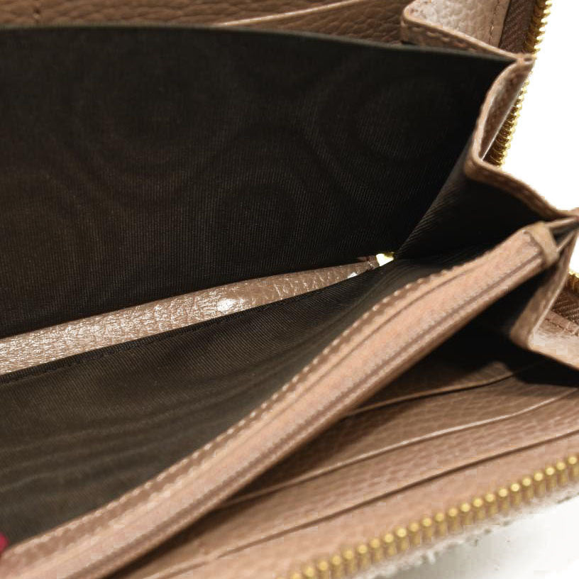 GUCCI GG Marmont GG Logo PVC Zip Around Long Wallet Beige