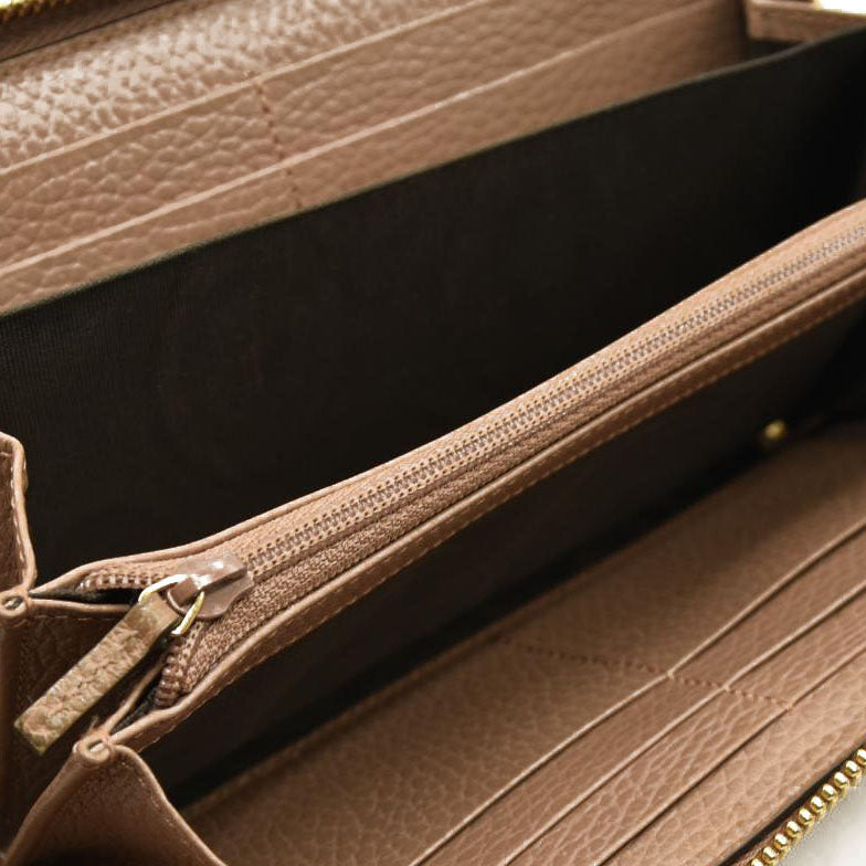 GUCCI GG Marmont GG Logo PVC Zip Around Long Wallet Beige