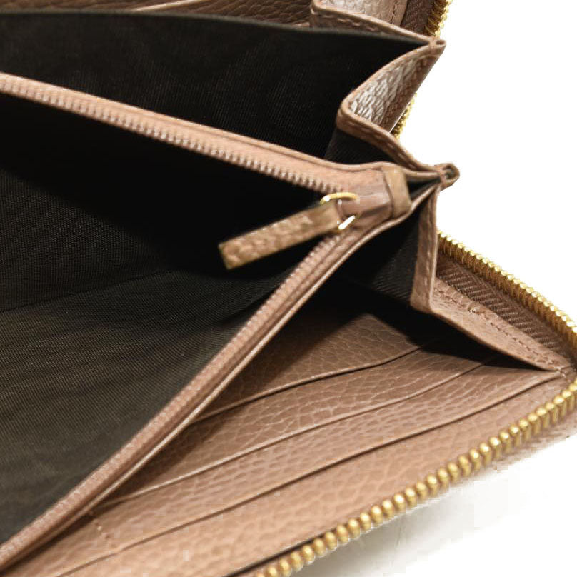 GUCCI GG Marmont GG Logo PVC Zip Around Long Wallet Beige