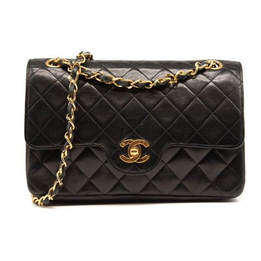 1991 Chanel Timeless Classic Double Flap Bag In Black Quilted Chain Shoulder Bag