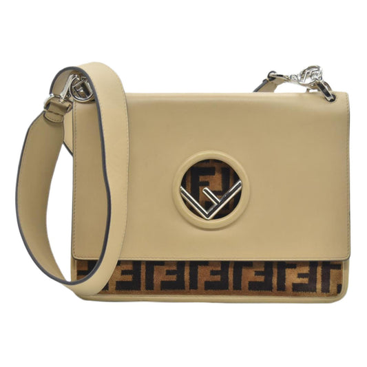 $2890 Fendi Vitello Century F is Fendi Bi-Color FF 1974 Embossed Kan I Shoulder Bag