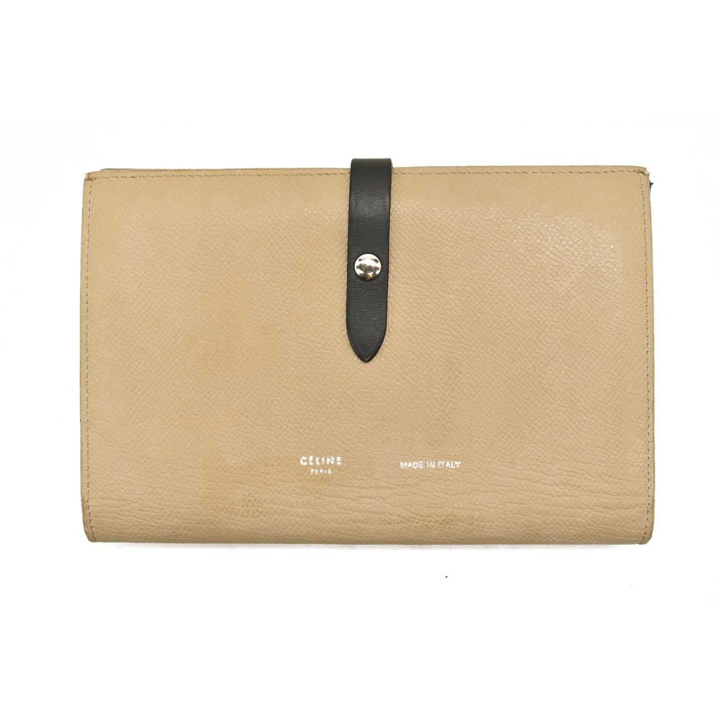 Celine  Grained Calfskin Large Multifunction Strap Wallet Black