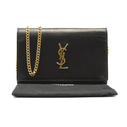 SAINT LAURENT Smooth YSL WOC Monogram Chain Wallet Black Crossbody