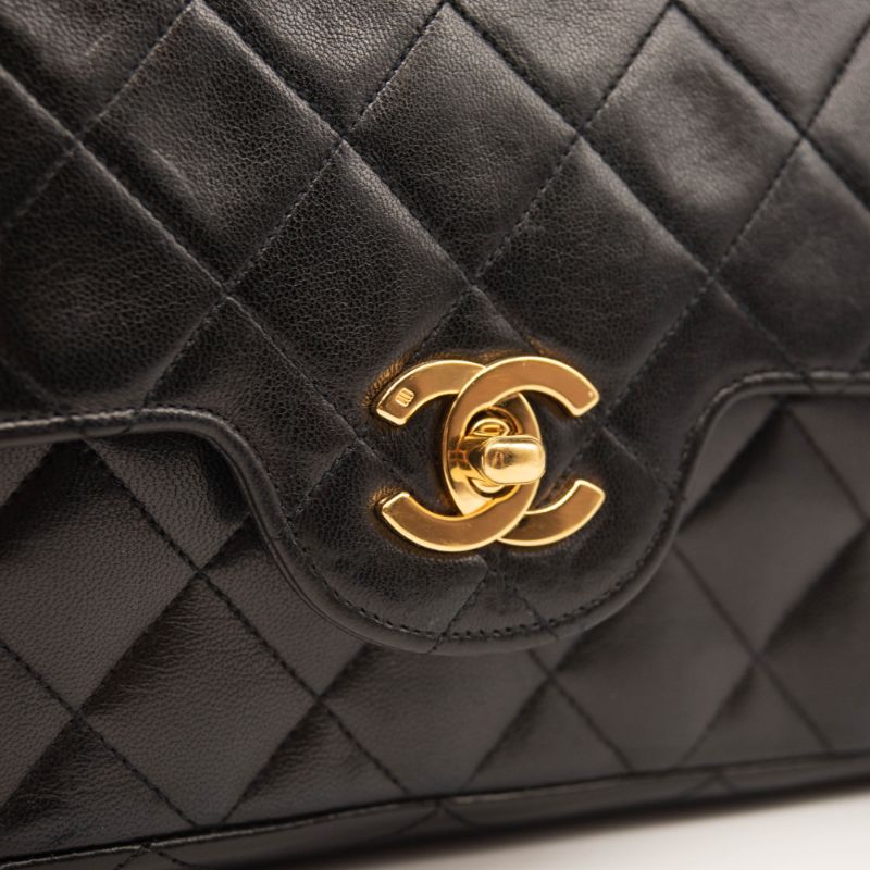 1991 Chanel Timeless Classic Double Flap Bag In Black Quilted Chain Shoulder Bag