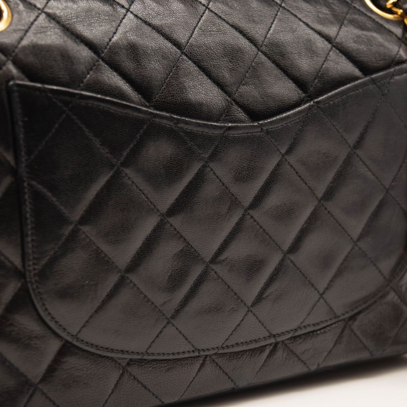 1991 Chanel Timeless Classic Double Flap Bag In Black Quilted Chain Shoulder Bag