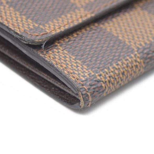 Louis Vuitton Damier Porte Monnaie Plat Coin Purse Wallet Brown MI1919